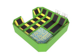 Parque de trampolines interior con piscina de bolas