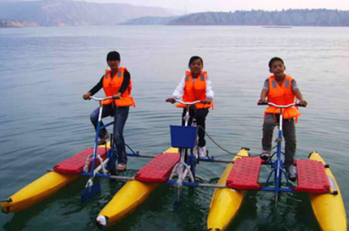 Three person water bike