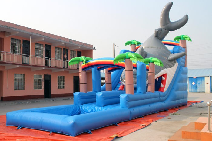 Shark Inflatable water slide and pool
