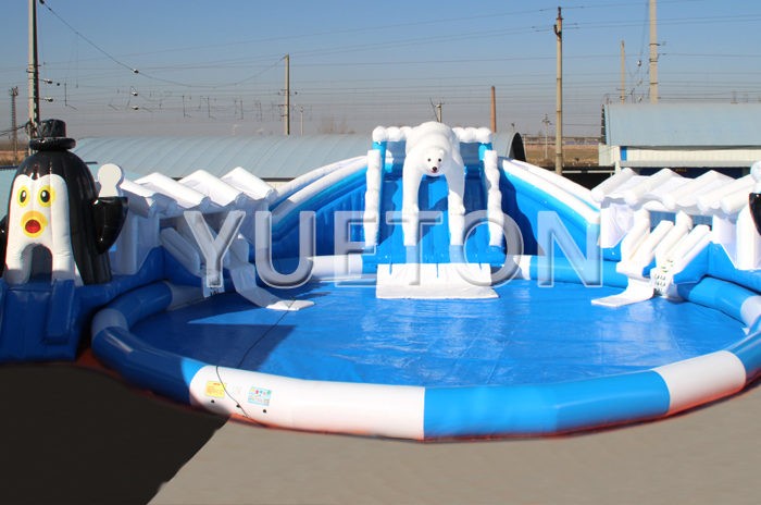 Inflatable water slide and pool game