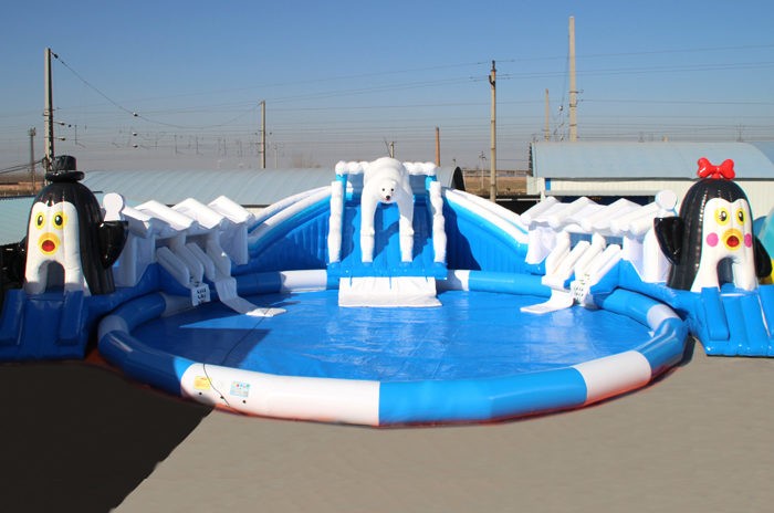 Inflatable water slide and pool game