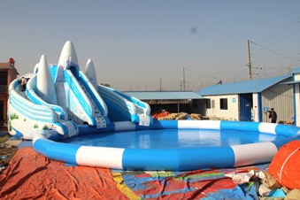 Inflatable water slide and pool game