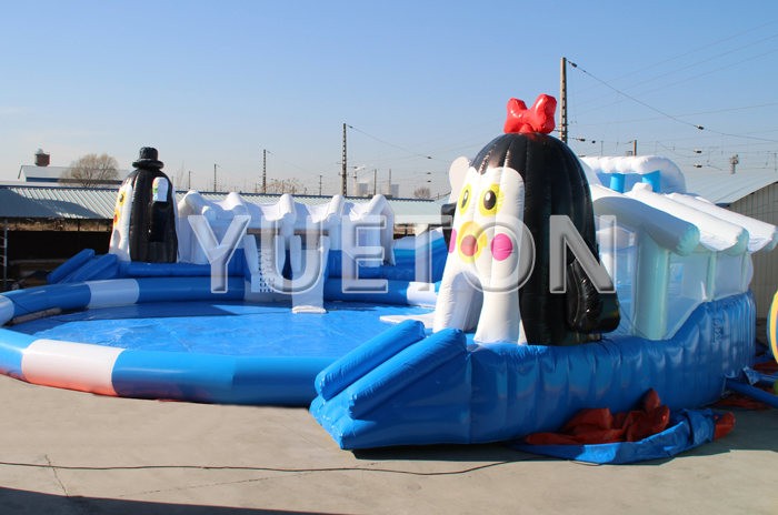 Inflatable water slide and pool game