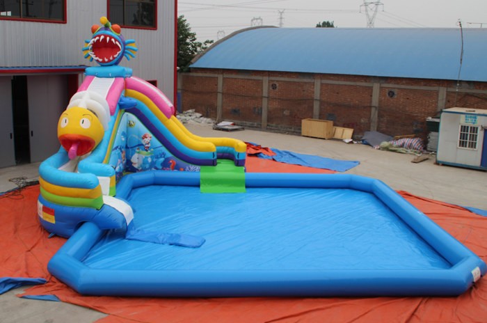 Piranha Inflatable water slide with pool