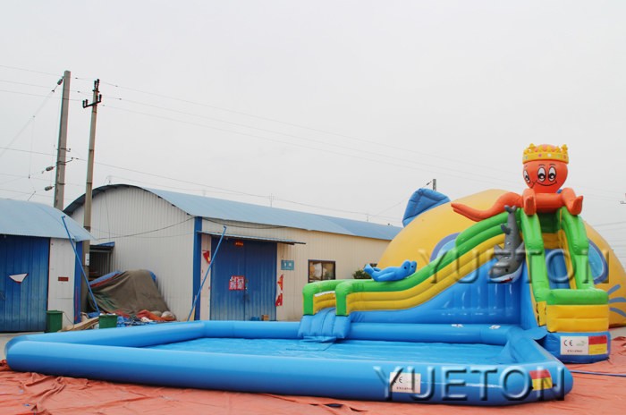 octopus  Inflatable water slide with pool