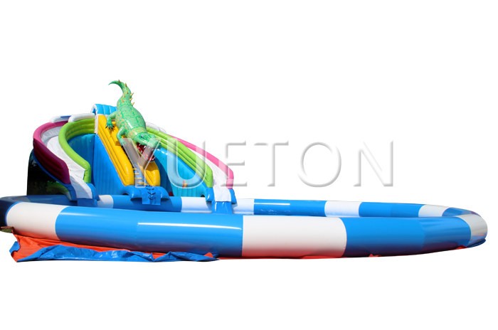 crocodile Inflatable water slide with pool