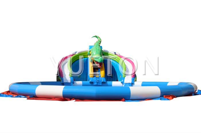 crocodile Inflatable water slide with pool