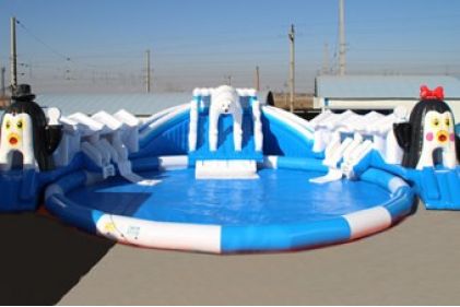 Inflatable water slide and pool game