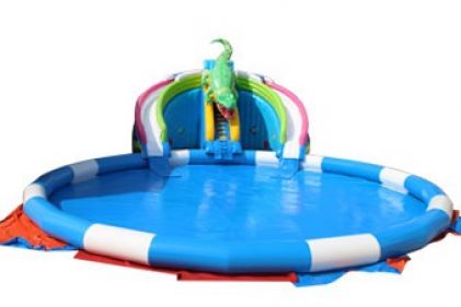 crocodile Inflatable water slide with pool