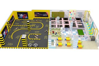 Zona de juegos blanda con karts